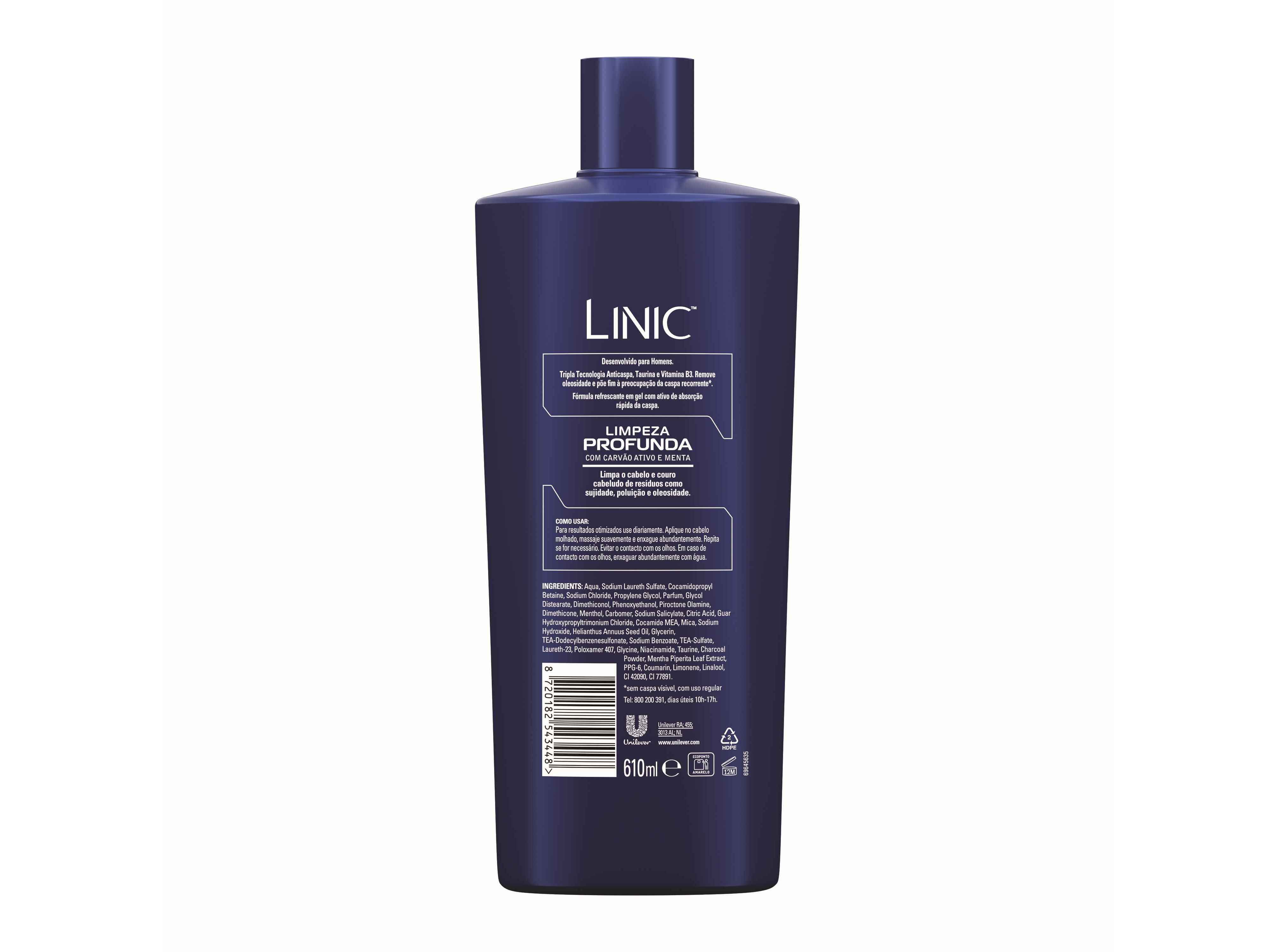Champô Anti-caspa Linic Men Limpeza Profunda 610ml | Auchan