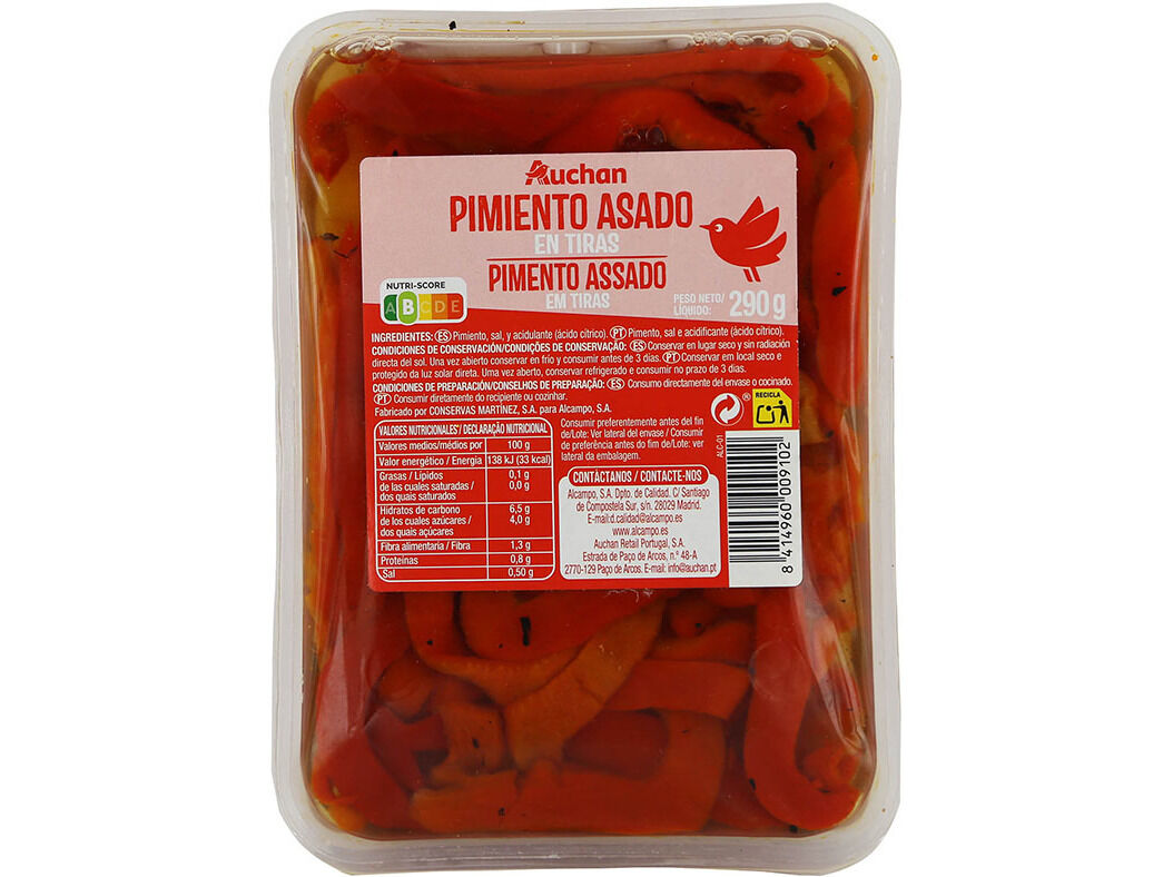 PIMENTO AUCHAN ASSADO EM TIRAS 290 G image number 0
