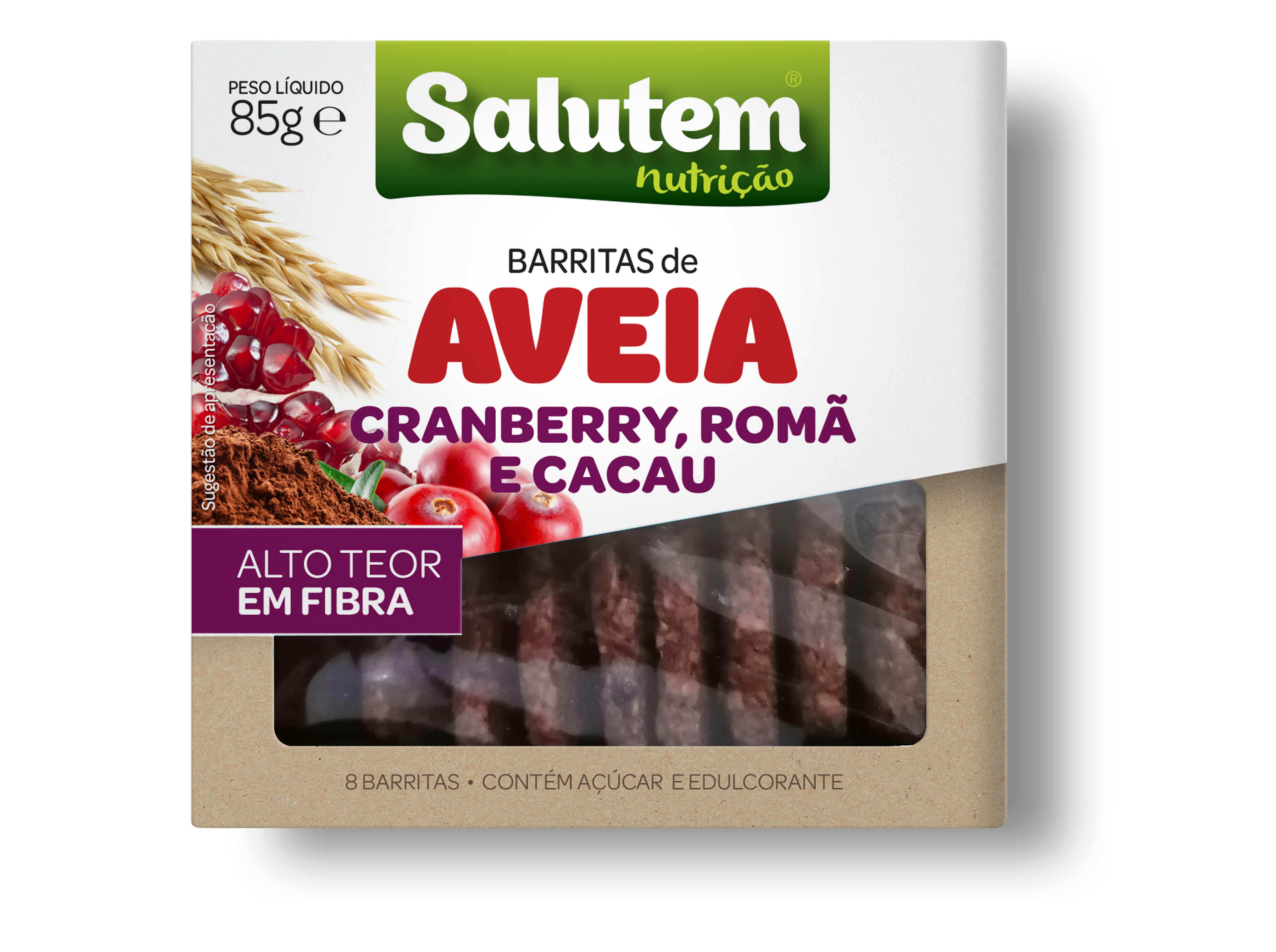BARRITAS DE AVEIA SALUTEM ARANHO ROMA E CACAU 85G image number 0
