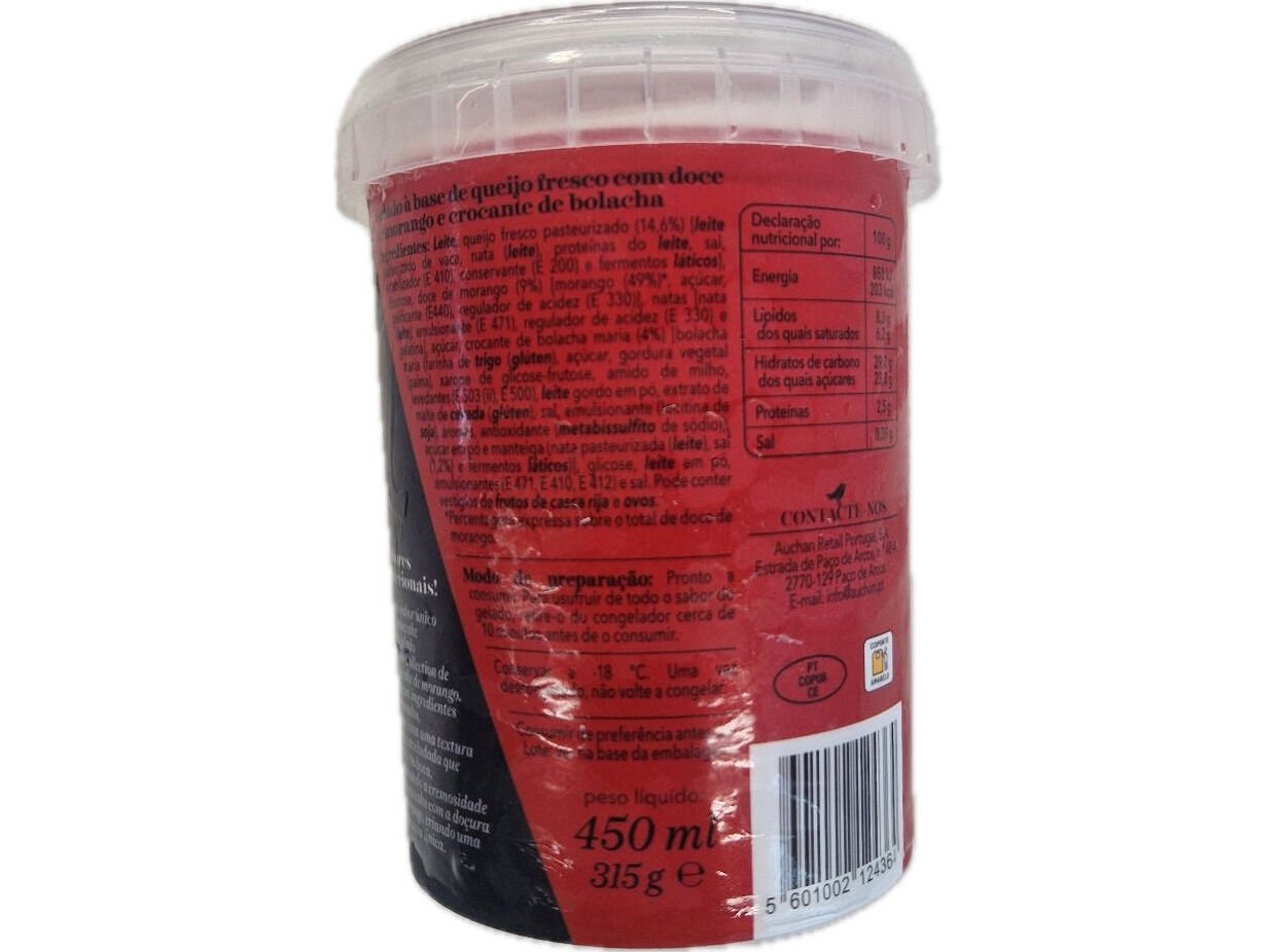 GELADO AUCHAN COLLECTION CHEESECAKE MORANGO 450ML image number 2