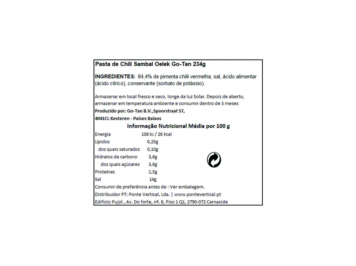 MOLHOS GO TAN CHILLI SAMBAL OELEK 234GRS image number 1