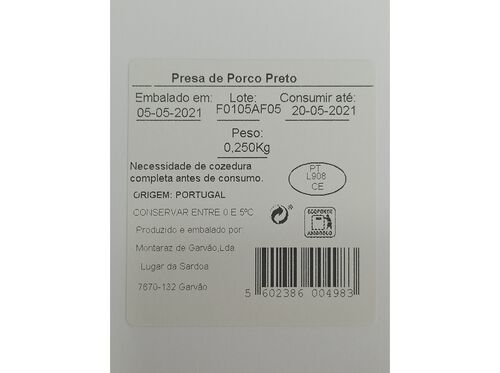 PRESA DE PORCO PRETO PRODUÇÃO CONTROLADA SKP 250G image number 1