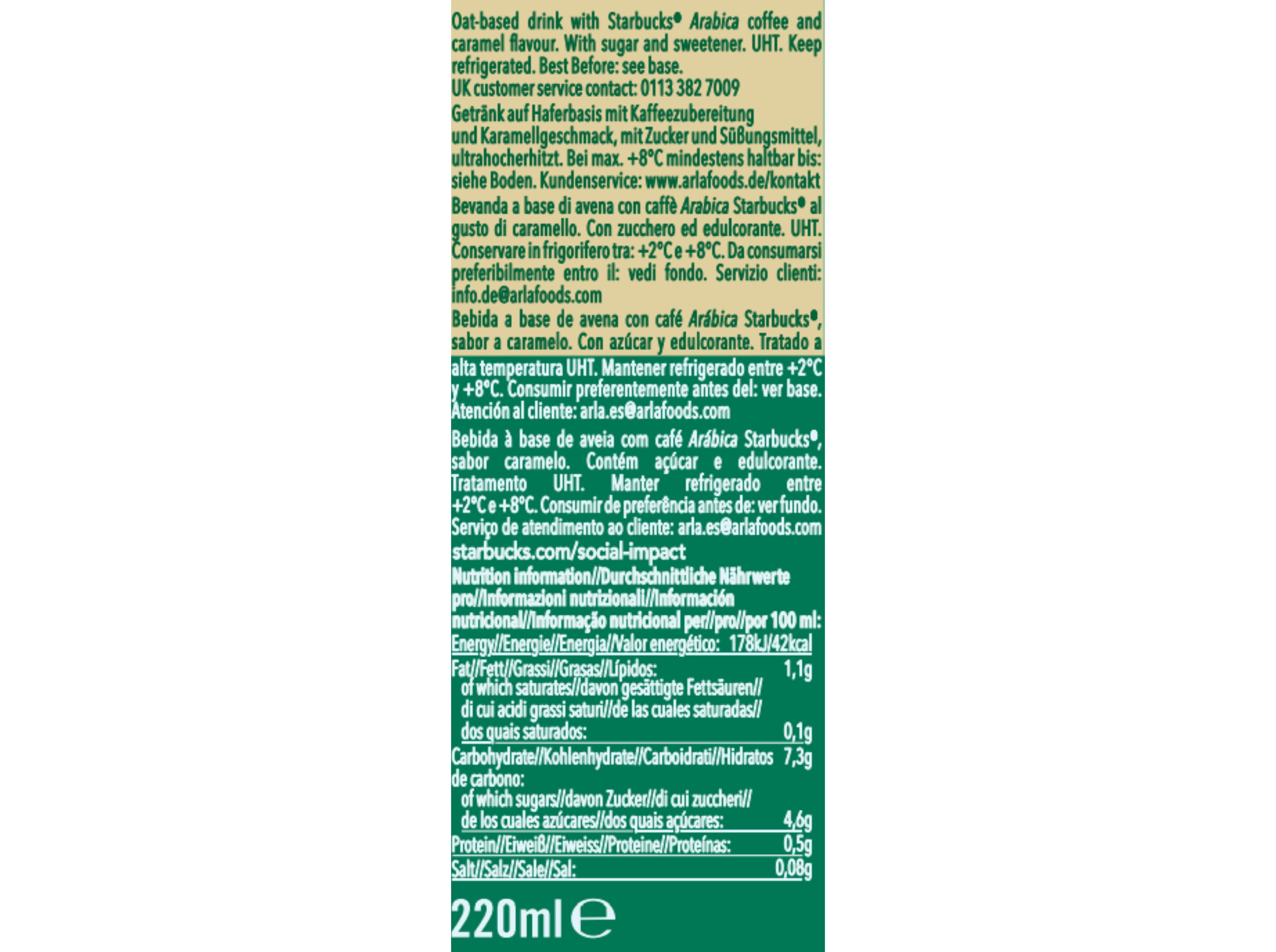 BEBIDA CAF&Eacute; STARBUCKS CARAMELO MACCHIATO 220ML image number 1