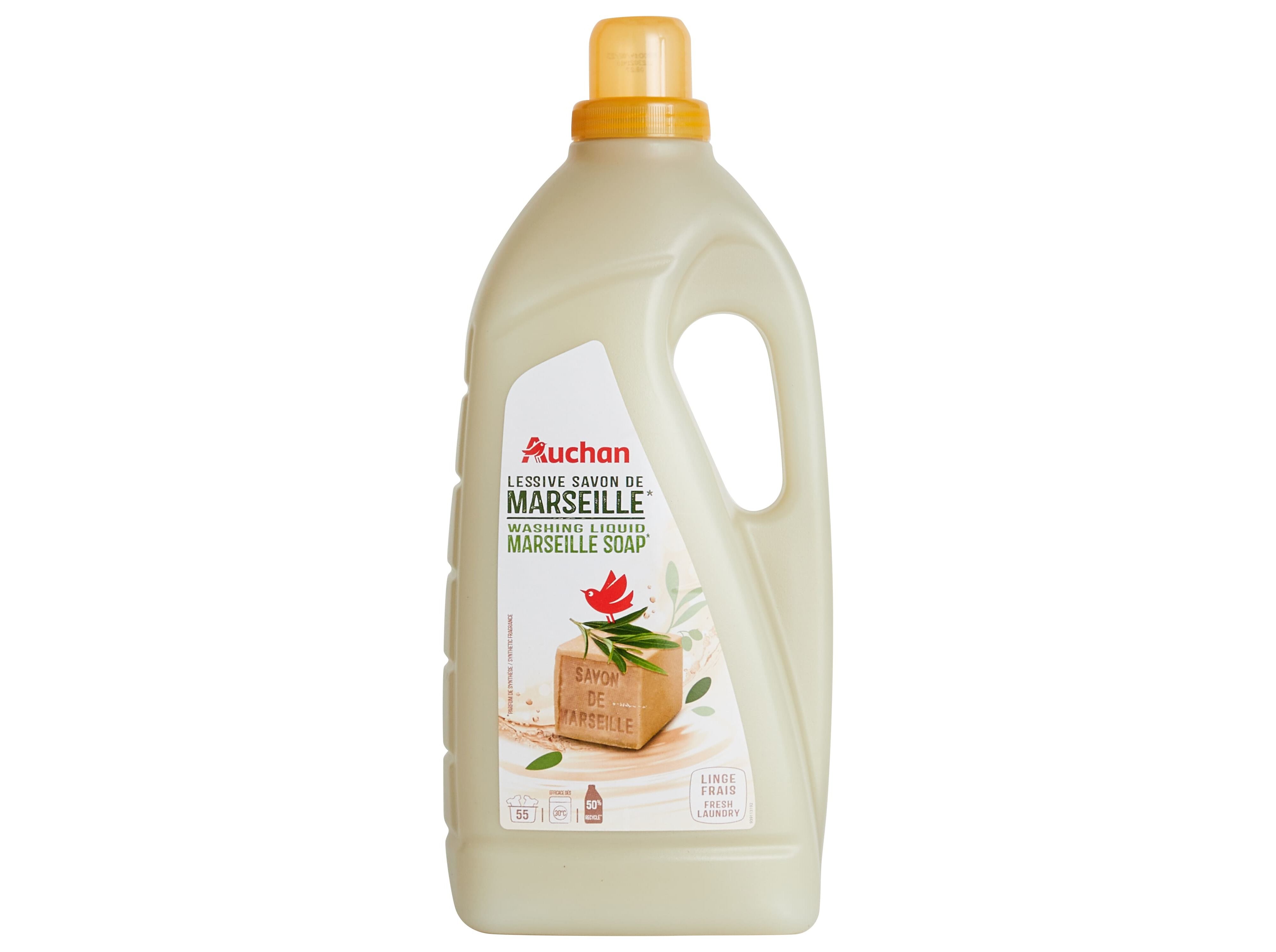 DETERGENTE ROUPA M&Aacute;QUINA L&Iacute;QUIDO AUCHAN SAB&Atilde;O MARSELHA 55 DOSES image number 0