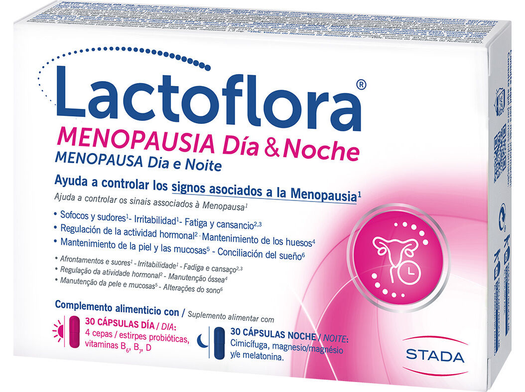 SUPLEMENTO LACTOFLORA MENOPAUSA DIA E NOITE 60 C&Aacute;PS image number 0