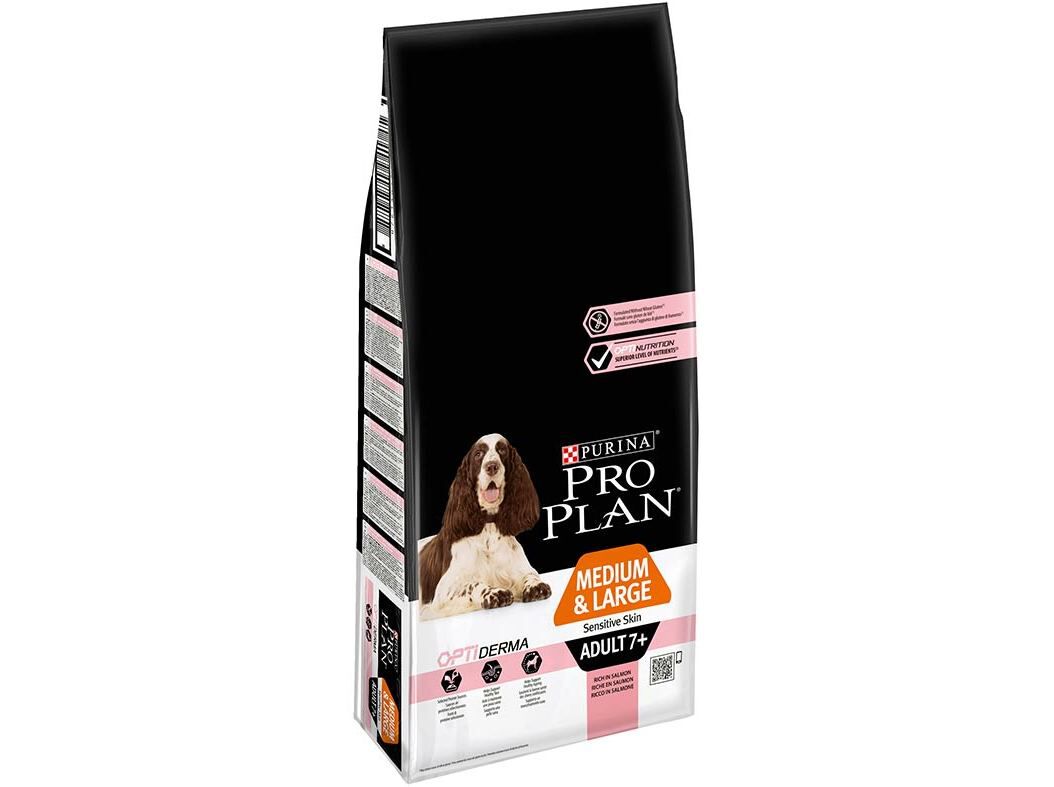 RA&Ccedil;&Atilde;O C&Atilde;O MED&LARGE PRO PLAN 7+ PELE SENS&Iacute;VEL SALM&Atilde;O 14KG