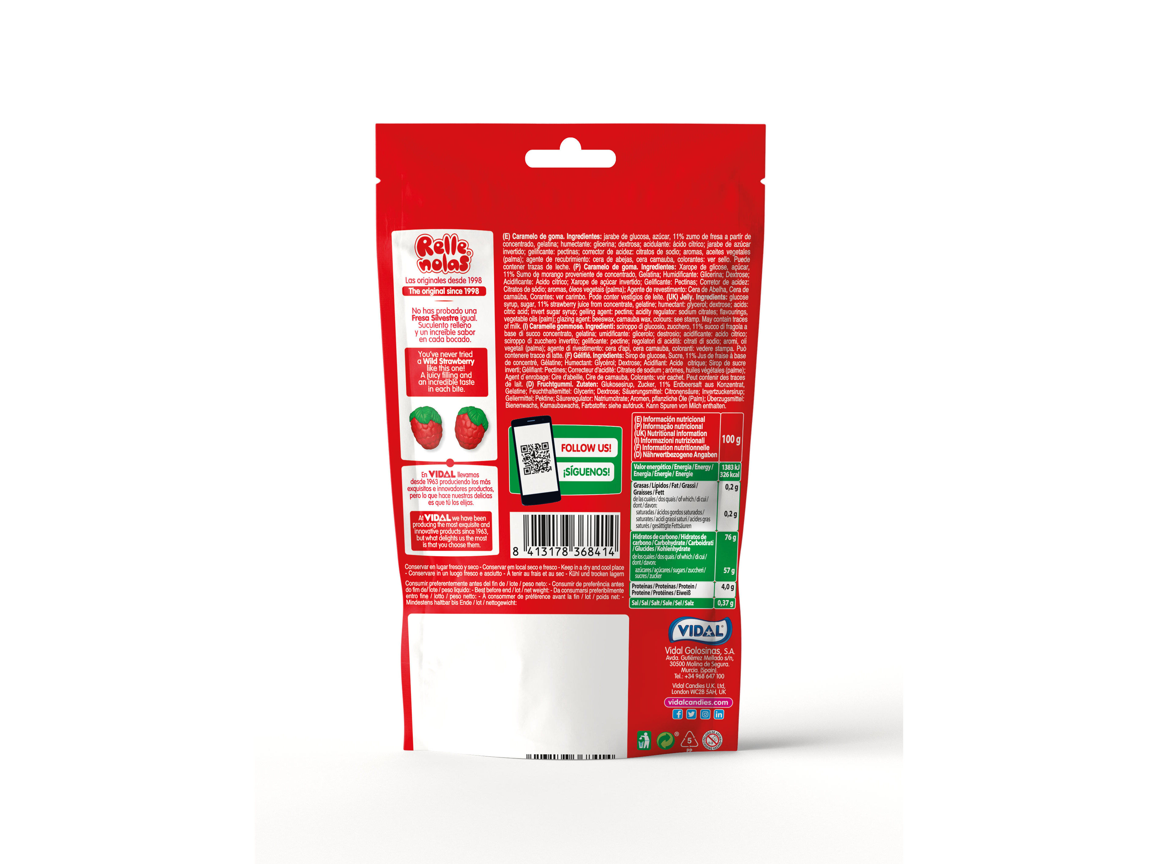 GOMAS VIDAL MORANGOS RECHEADOS 180G image number 1