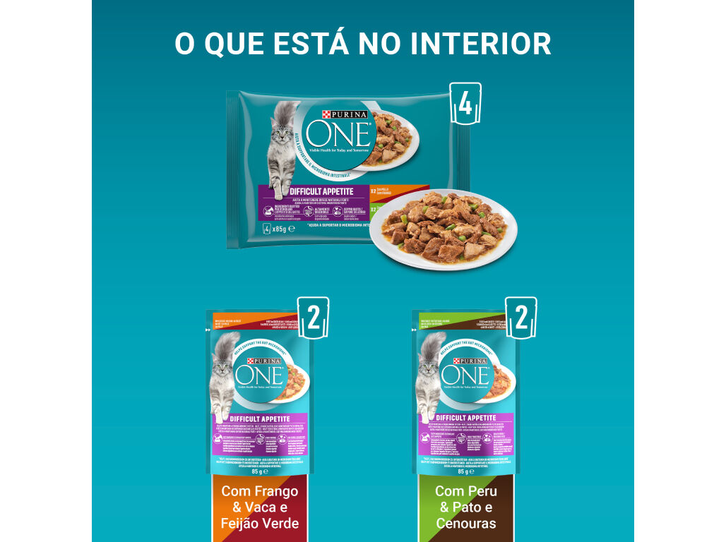 COMIDA H&Uacute;MIDA PARA GATO PURINA ONE APETITE DIF&Iacute;CIL 4X85G image number 1