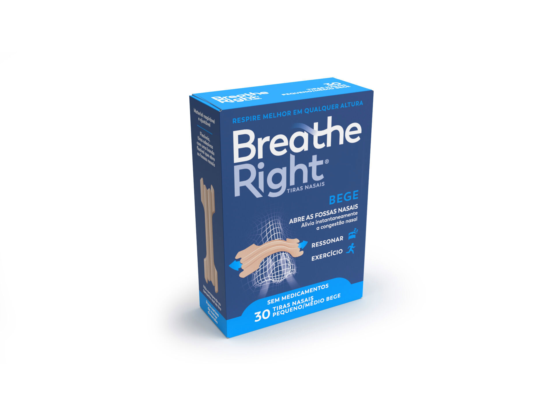 PENSOS BREATHE RIGHT NASAIS CL&Aacute;SSICO TAMANHO PEQUENO E M&Eacute;DIO 30UN image number 1