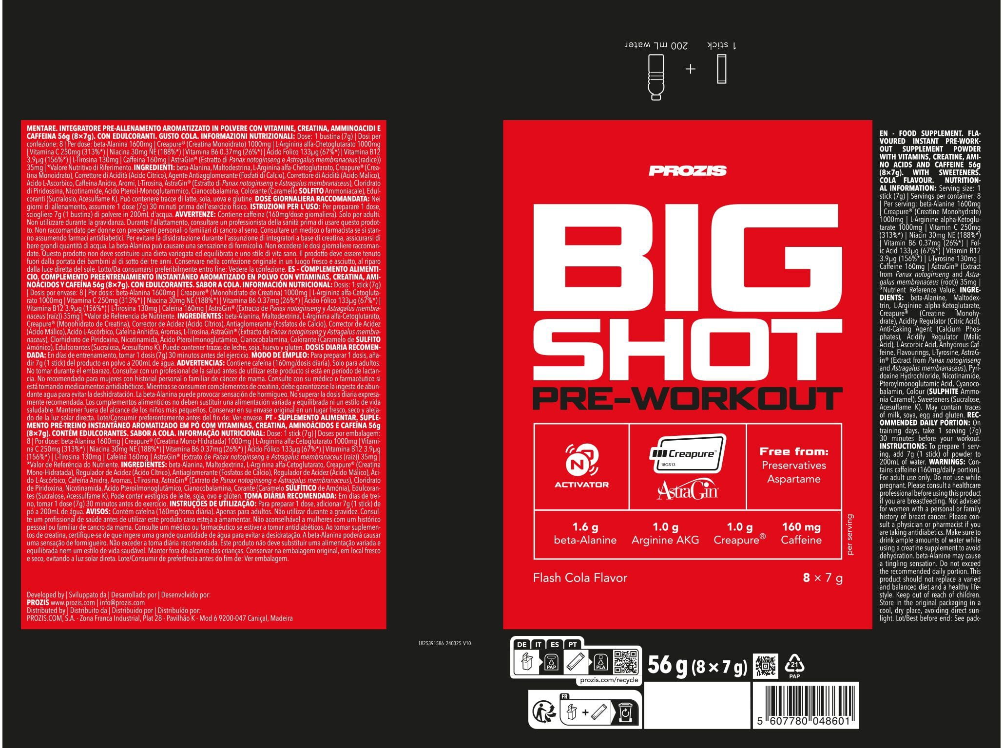 BIG SHOT PROZIS PR&Eacute;-TREINO COLA 56G (8X7G) image number 1