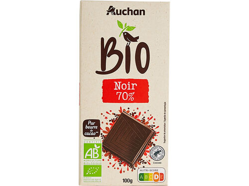 CHOCOLATE AUCHAN NEGRO BIO 70% 100G image number 0
