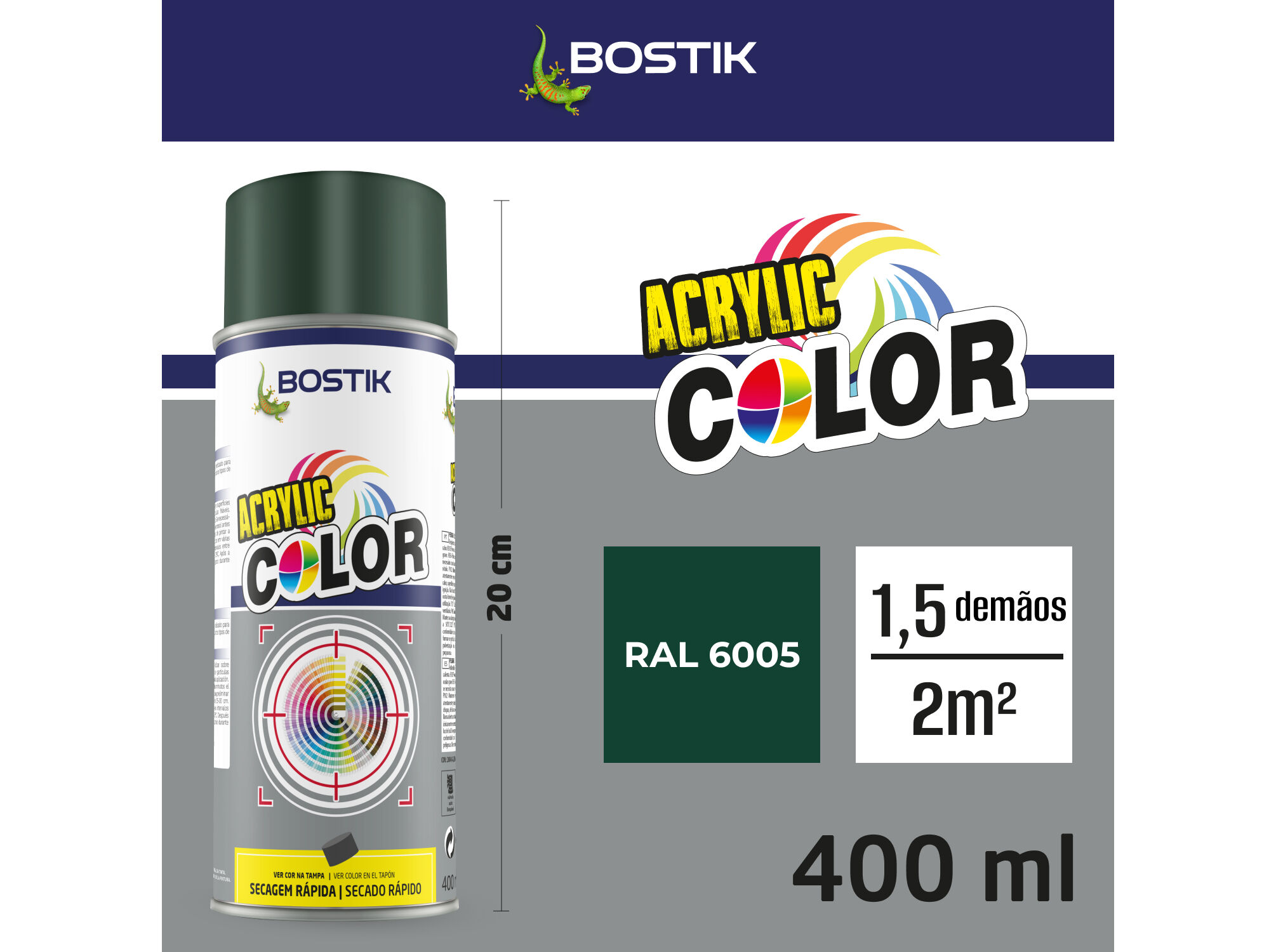 SPRAY ACRYLIC BOSTIK VERDE GARRAFA BRILHANTE 400ML image number 4