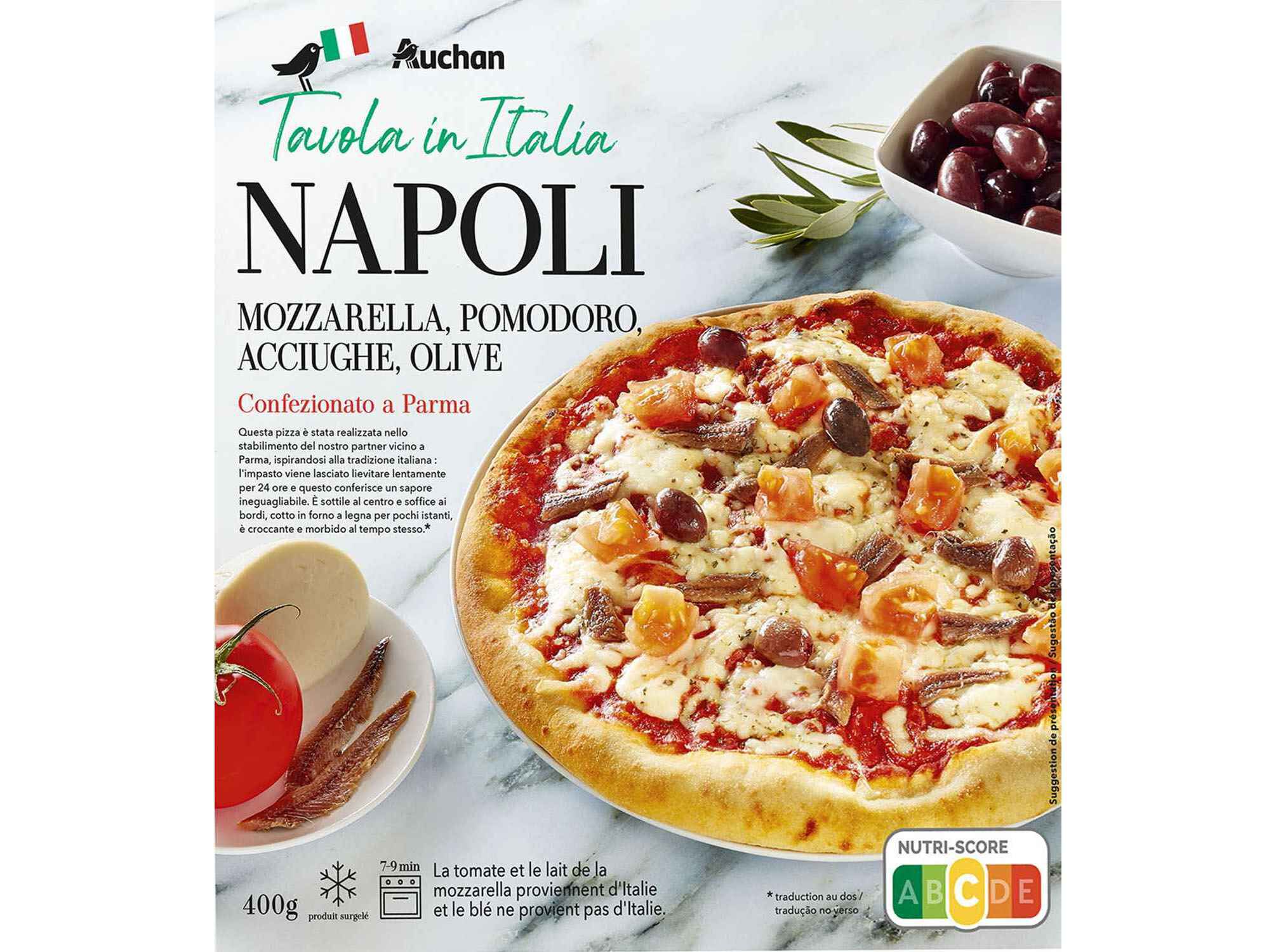 PIZZA AUCHAN &Agrave; MESA EM IT&Aacute;LIA NAPOLI 400G