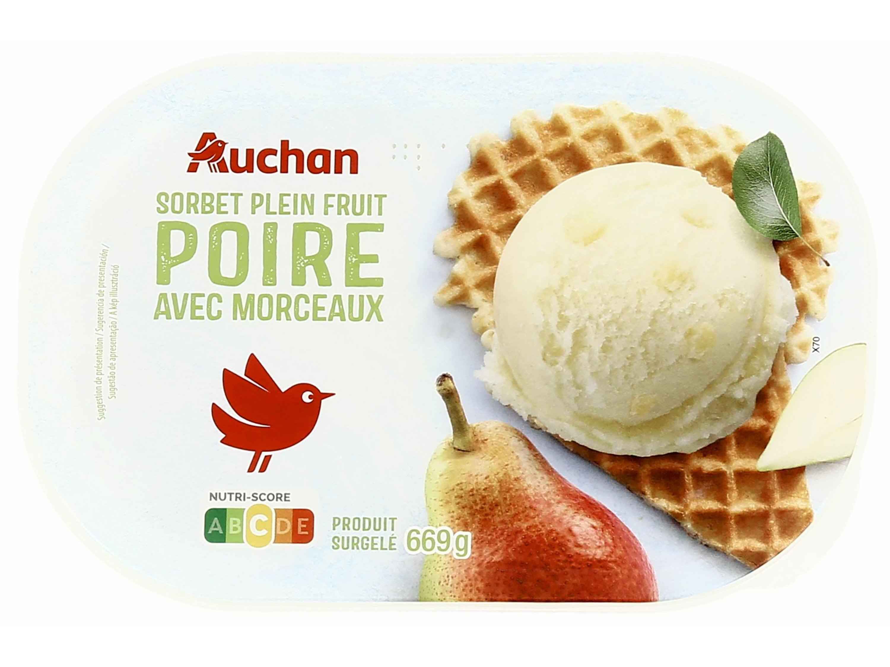 SORBET AUCHAN PERA COM PEDA&Ccedil;OS 1L image number 0