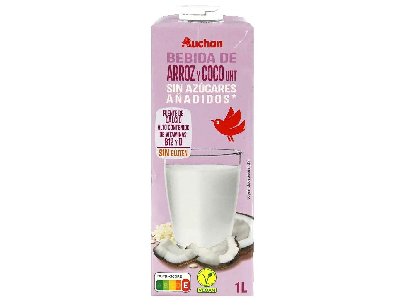 BEBIDA ARROZ COCO UHT AUCHAN SEM ADI&Ccedil;&Atilde;O DE A&Ccedil;&Uacute;CARES SEM GL&Uacute;TEN 1L