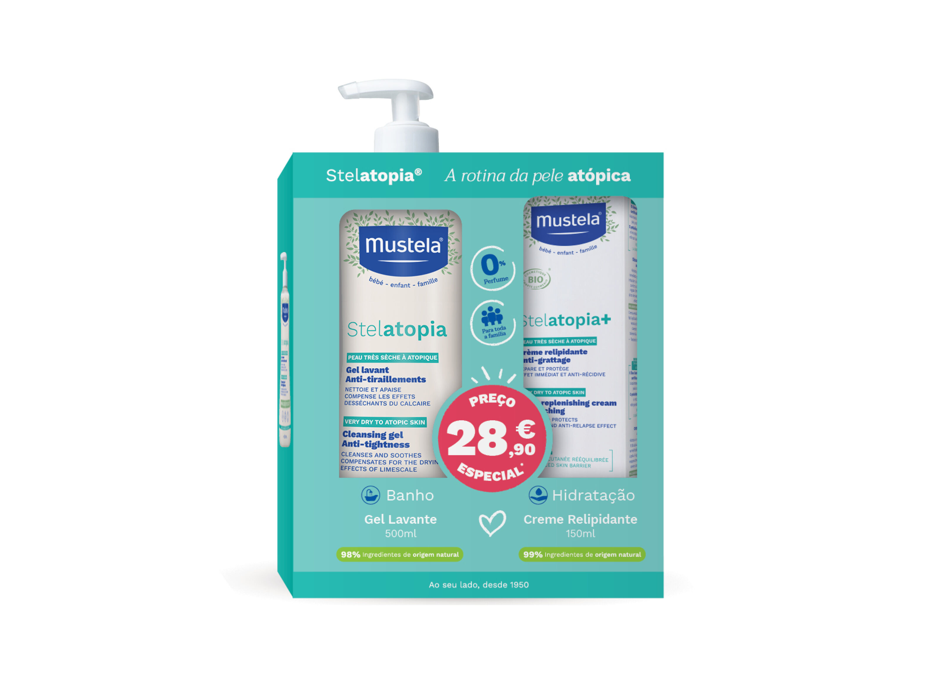 GEL LAVANTE MUSTELA STELATOPIA 500ML + CREME MUSTELA REPIDILIANTE 150ML image number 0