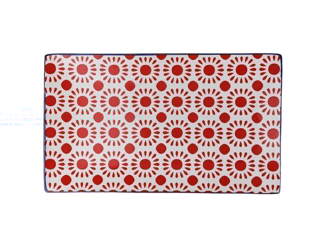 TRAVESSA GR&Eacute;S ACTUEL RETANGULAR VERMELHO/AZUL 16X28CM