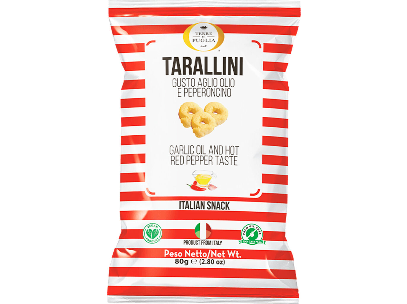 TARALLINI TERRE DI PUGLIA ALHO E CHILI 80G image number 0