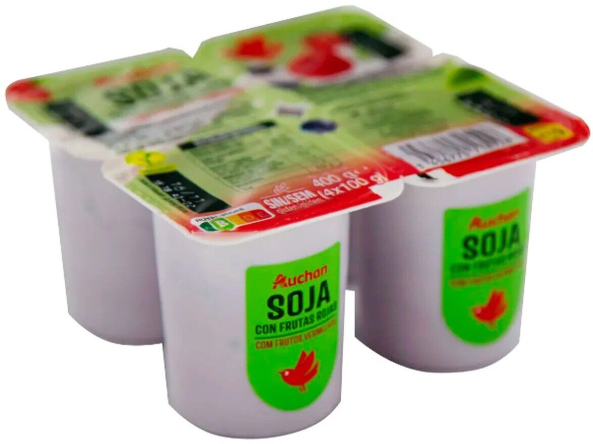 SOJAGURTE AUCHAN FRUTOS VERMELHOS SEM GL&Uacute;TEN 4X100G image number 0