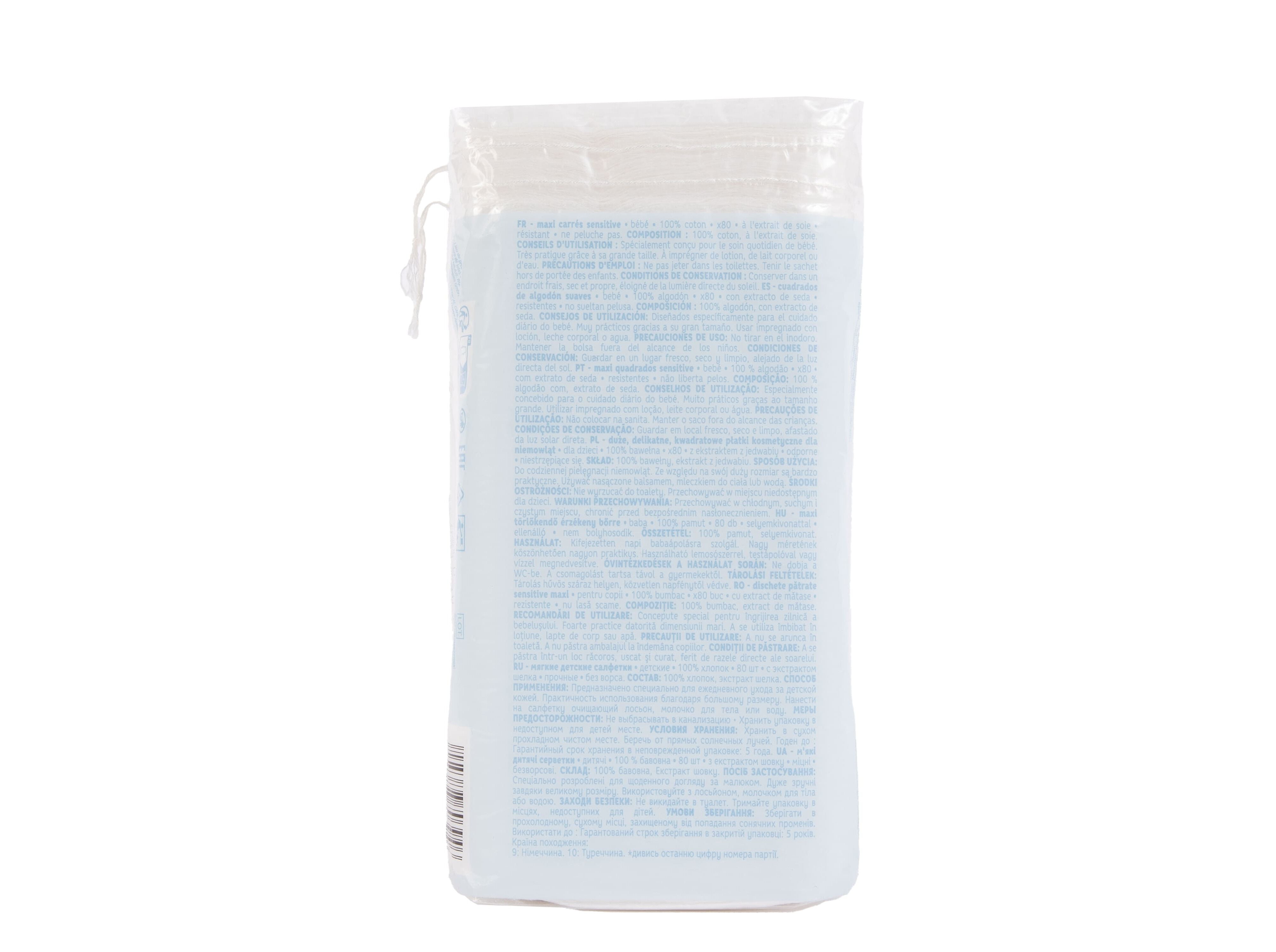 QUADRADOS AUCHAN BABY 100% ALGOD&Atilde;O MAXI 80UN image number 2