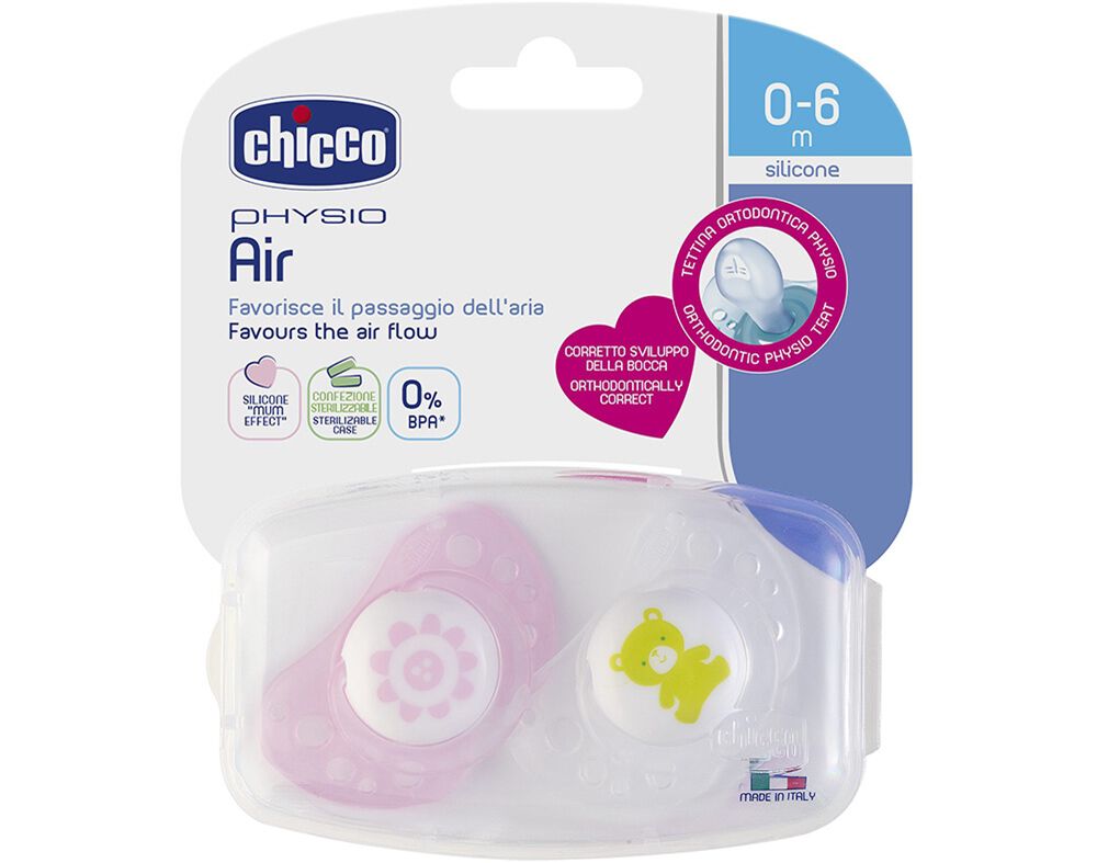 CHUPETA PHYSIO AIR CHICCO SILICONE ROSA 0-6MESES 2UN