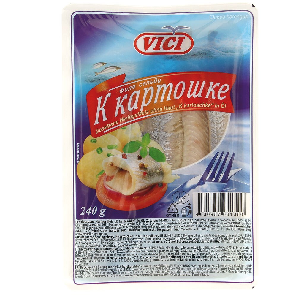 FILETES EM &Oacute;LEO VICI ARENQUE S/PELE 240G image number 1