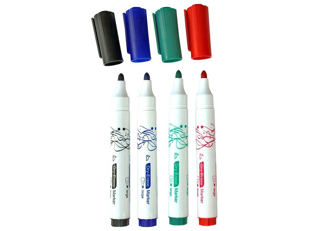 CONJUNTO DE 4 MARCADORES AUCHAN PARA QUADRO BRANCO PONTA OGIVAL image number 1