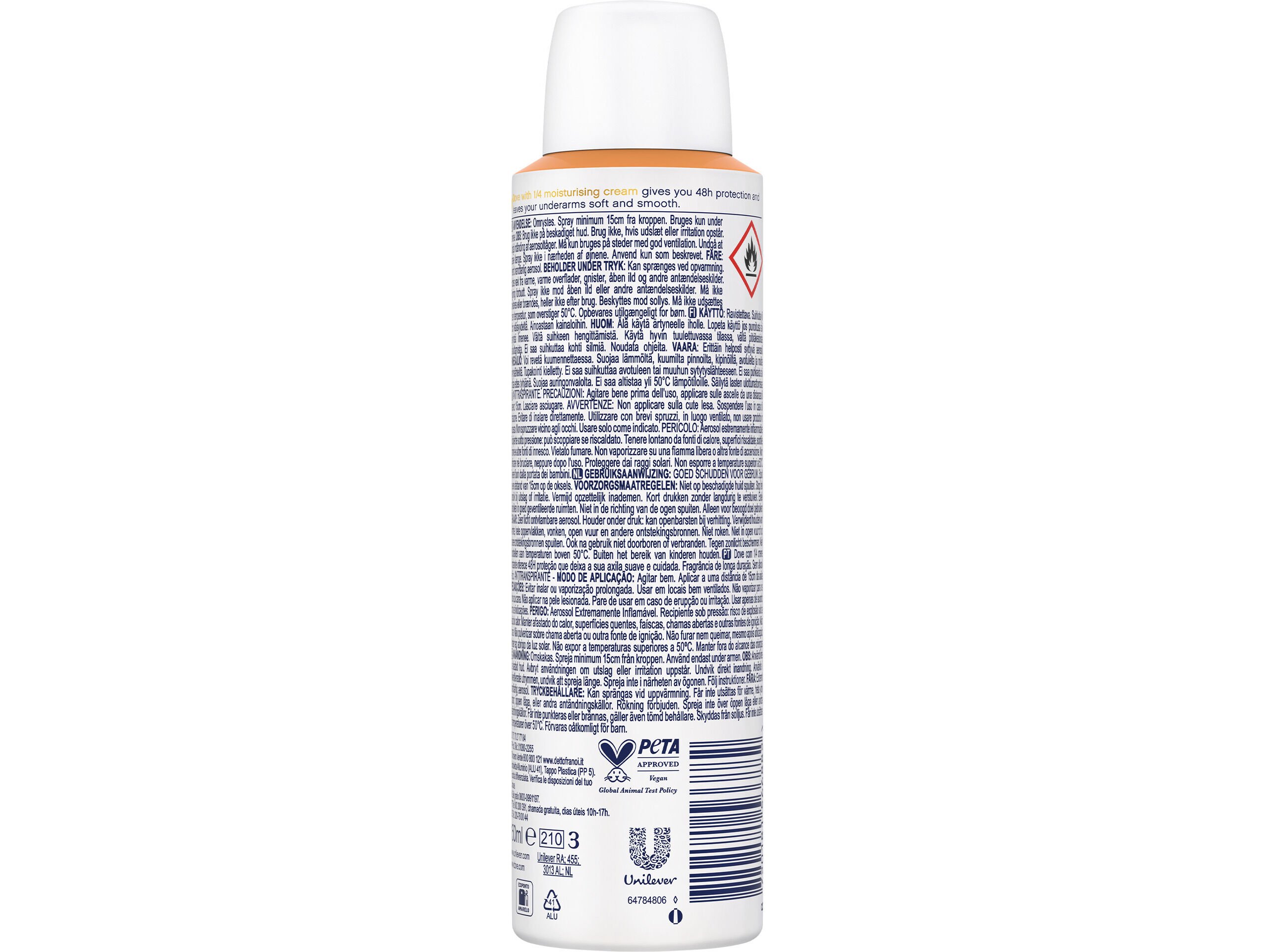 DESODORIZANTE SPRAY DOVE FRUITY FRESH 48H 150ML image number 1