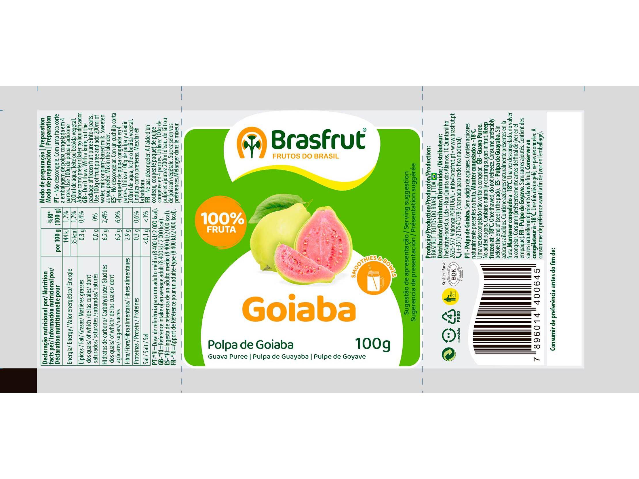 POLPA BRASFRUT DE FRUTA GOIABA 100G image number 1