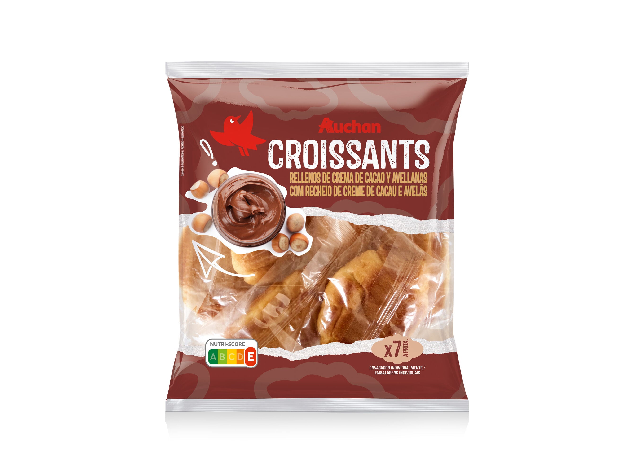 CROISSANTS AUCHAN RECHEIO CACAU & AVEL&Atilde;S 7UN 315G image number 0