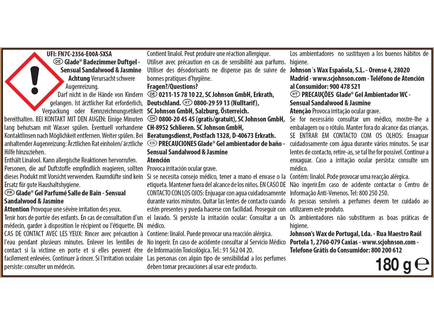 AMBIENTADOR GLADE GEL SANDALWOOD 180G image number 1