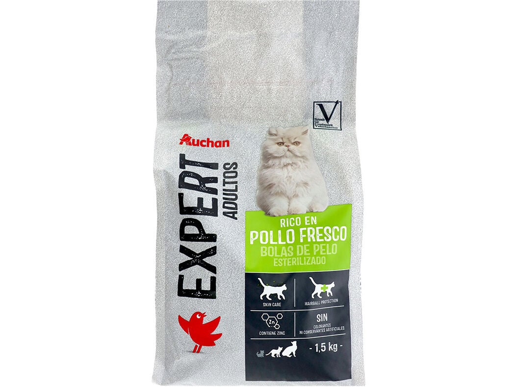 RA&Ccedil;&Atilde;O PARA GATO AUCHAN EXPERT BOLA PELO RICO EM FRANGO FRESCO 1.5KG image number 0