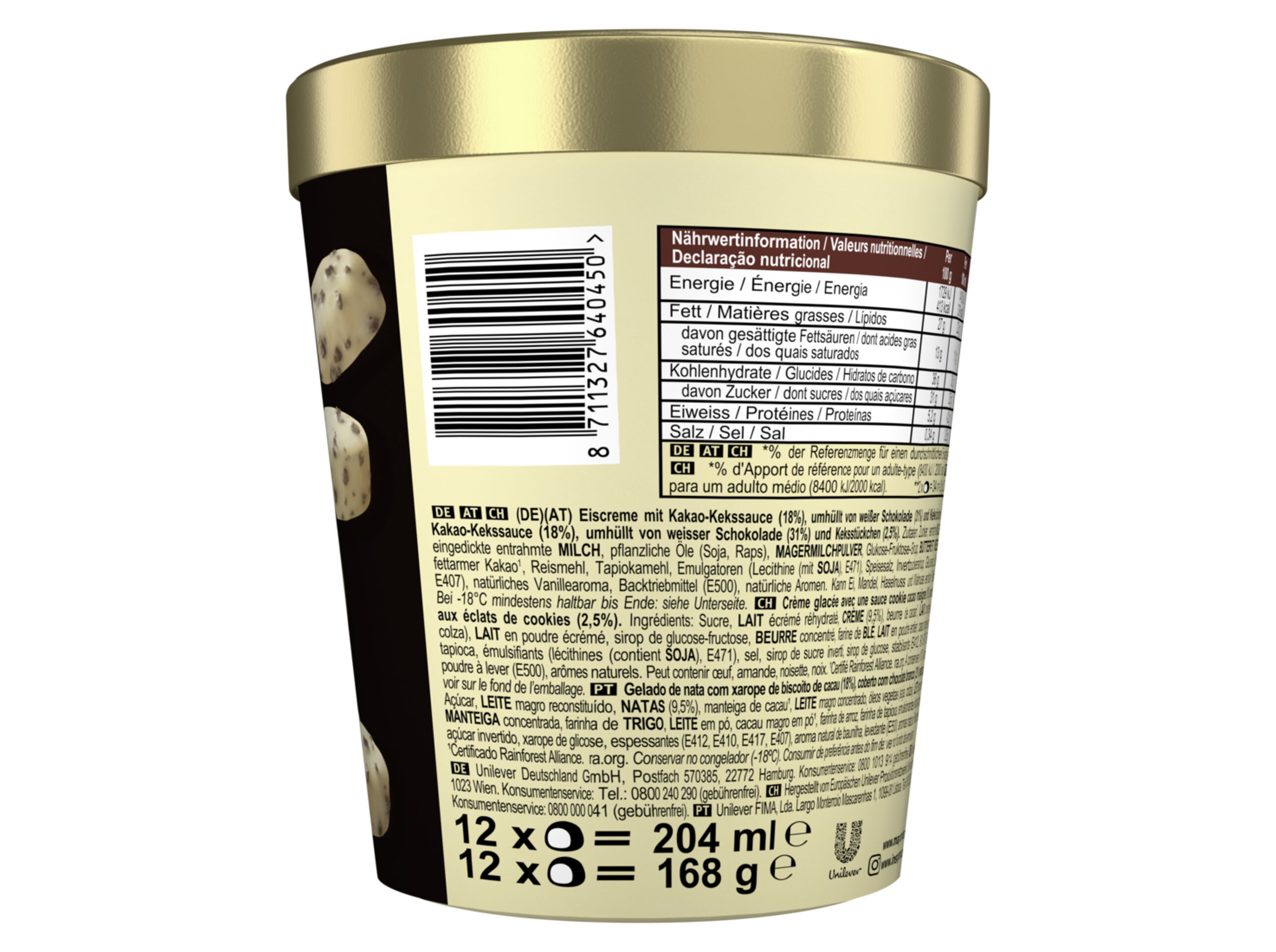 GELADO MAGNUM BOMBONS WHITE CHOCOLATE 12X17ML image number 1