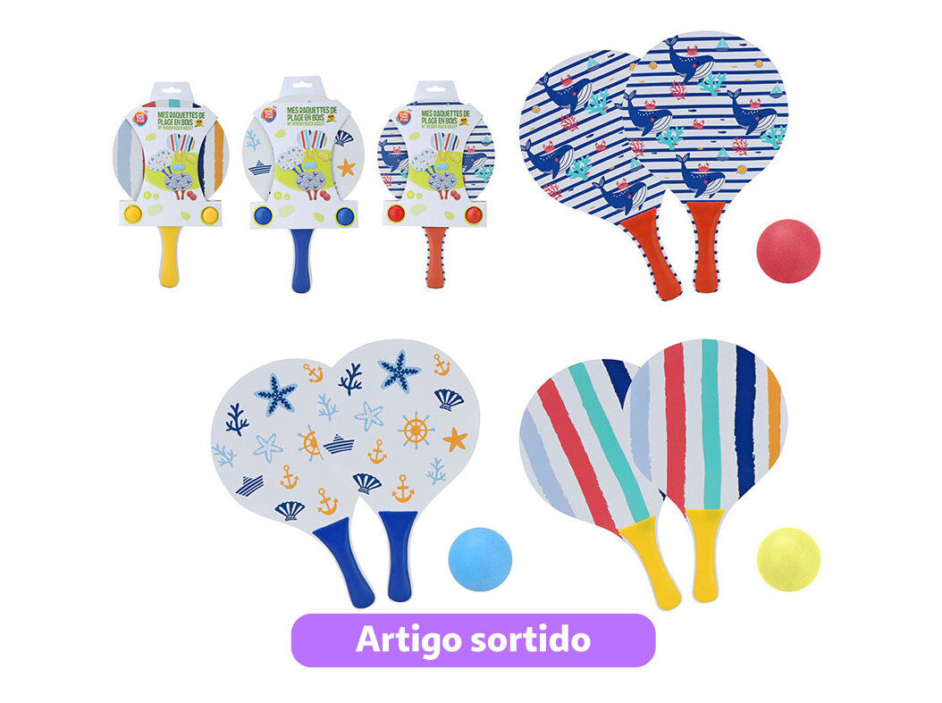 CONJUNTO DE RAQUETES DE PRAIA ONE TWO FUN MODELOS SORTIDOS