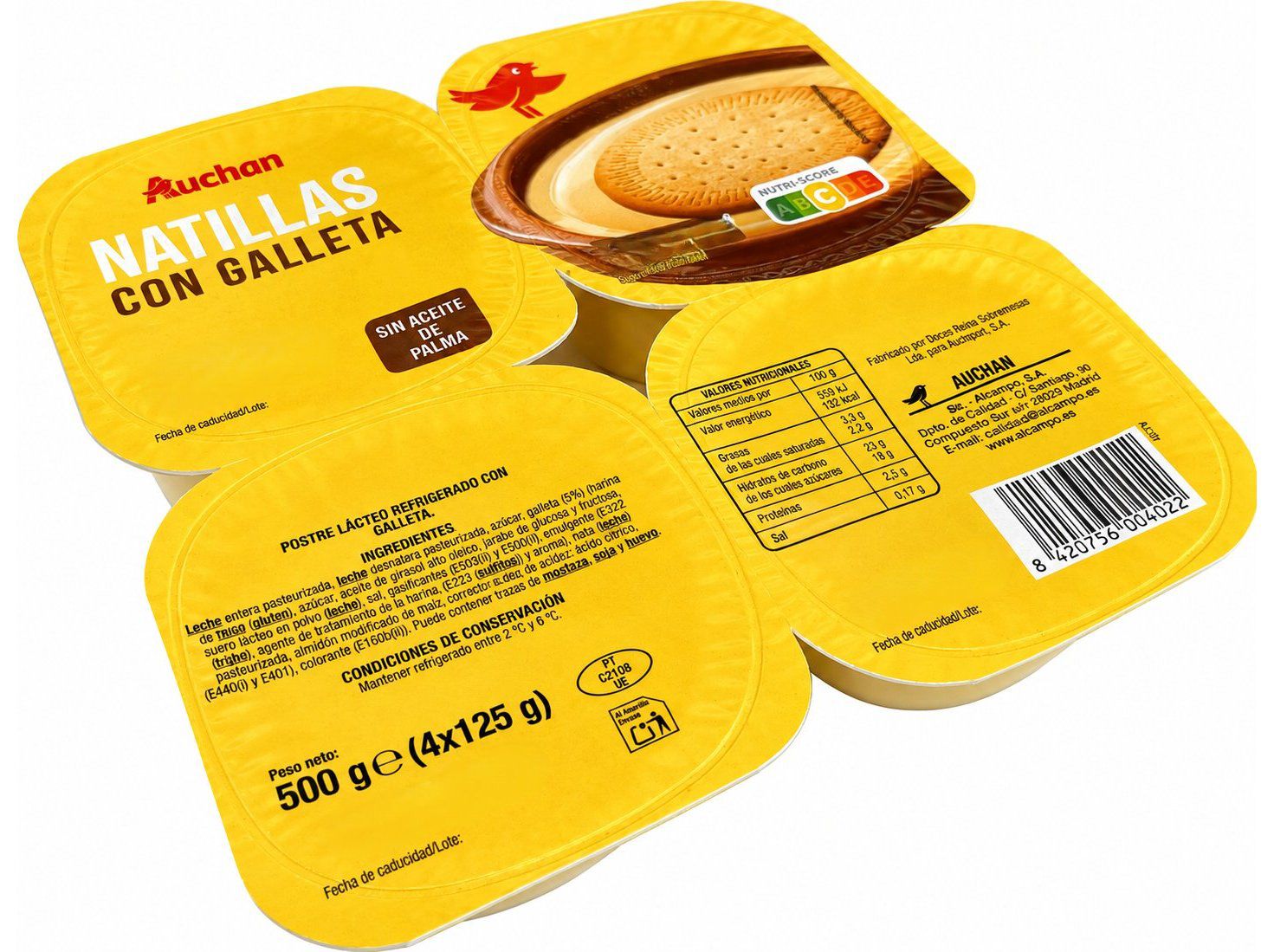 NATILHA AUCHAN BOLACHA MARIA SEM &Oacute;LEO PALMA 4X125G image number 0