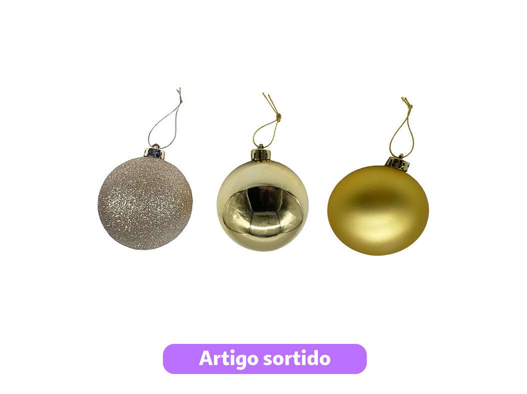 BOLA DE NATAL PL&Aacute;STICO ACTUEL DOURADO 10CM MODELOS SORTIDOS