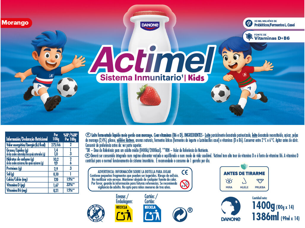 IOGURTE INFANTIL ACTIMEL MORANGO 14X100G image number 1