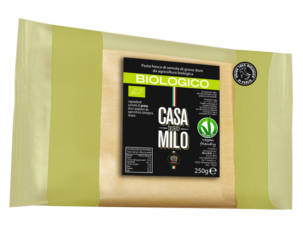MASSA CASA MILO FRESCA FOLHAS DE LASANHA BIO 250G