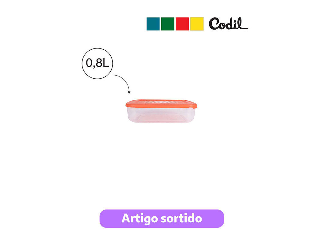 CAIXA RECTANGULAR CODIL 18.8X12.4X5.3CM CORES SORTIDAS