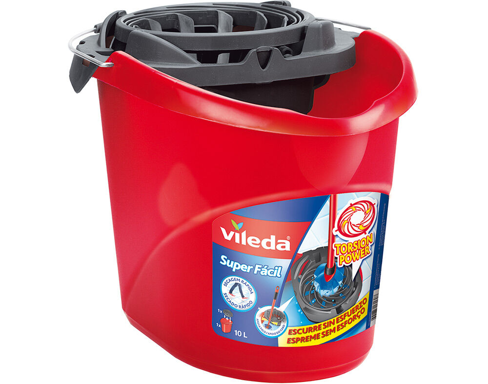 BALDE COM ESPREMEDOR SUPERF&Aacute;CIL VILEDA VERMELHO 10 L