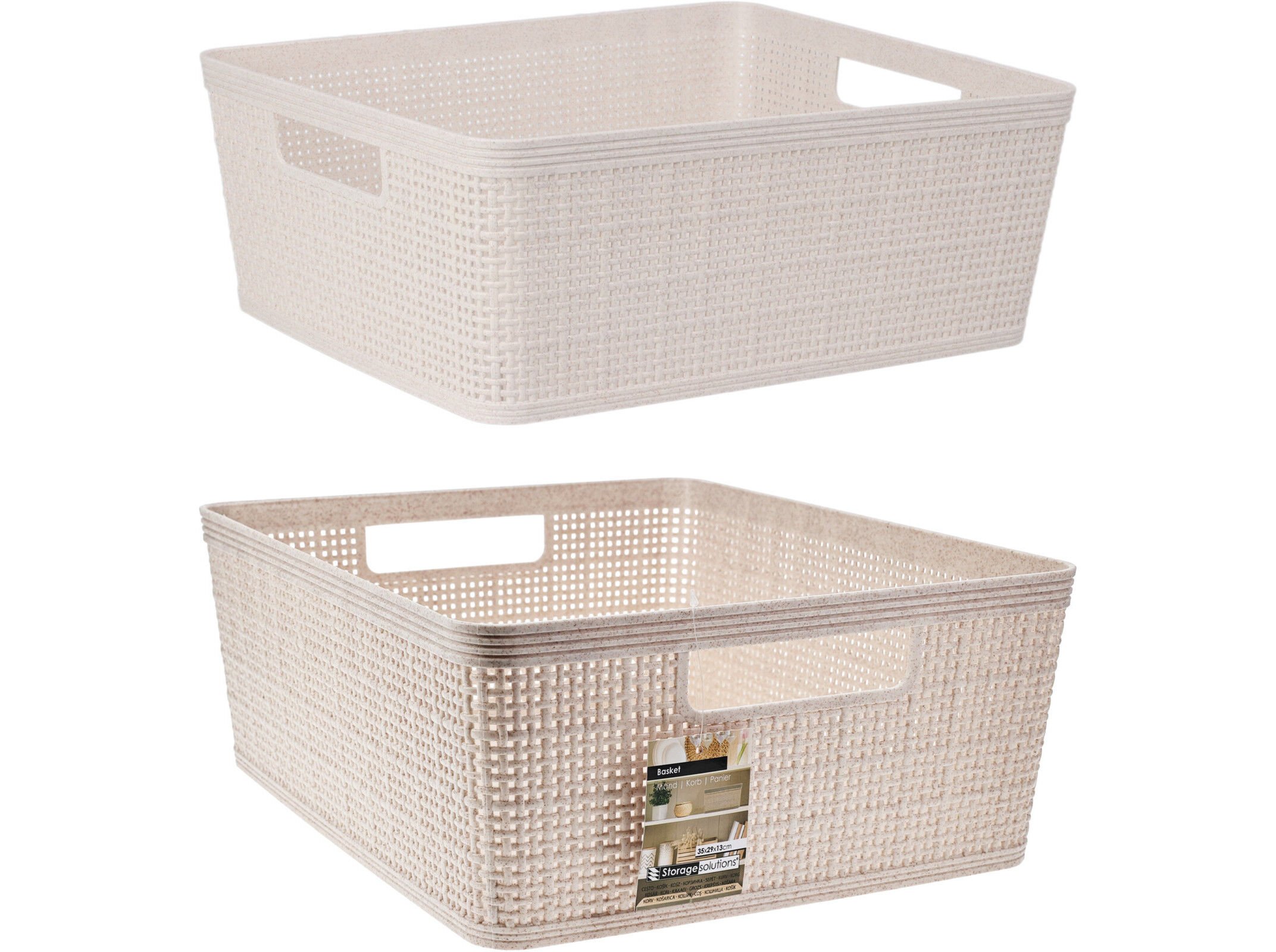 CESTO PARA ARRUMA&Ccedil;&Atilde;O EM PL&Aacute;STICO BEGE 35X29X13CM image number 0
