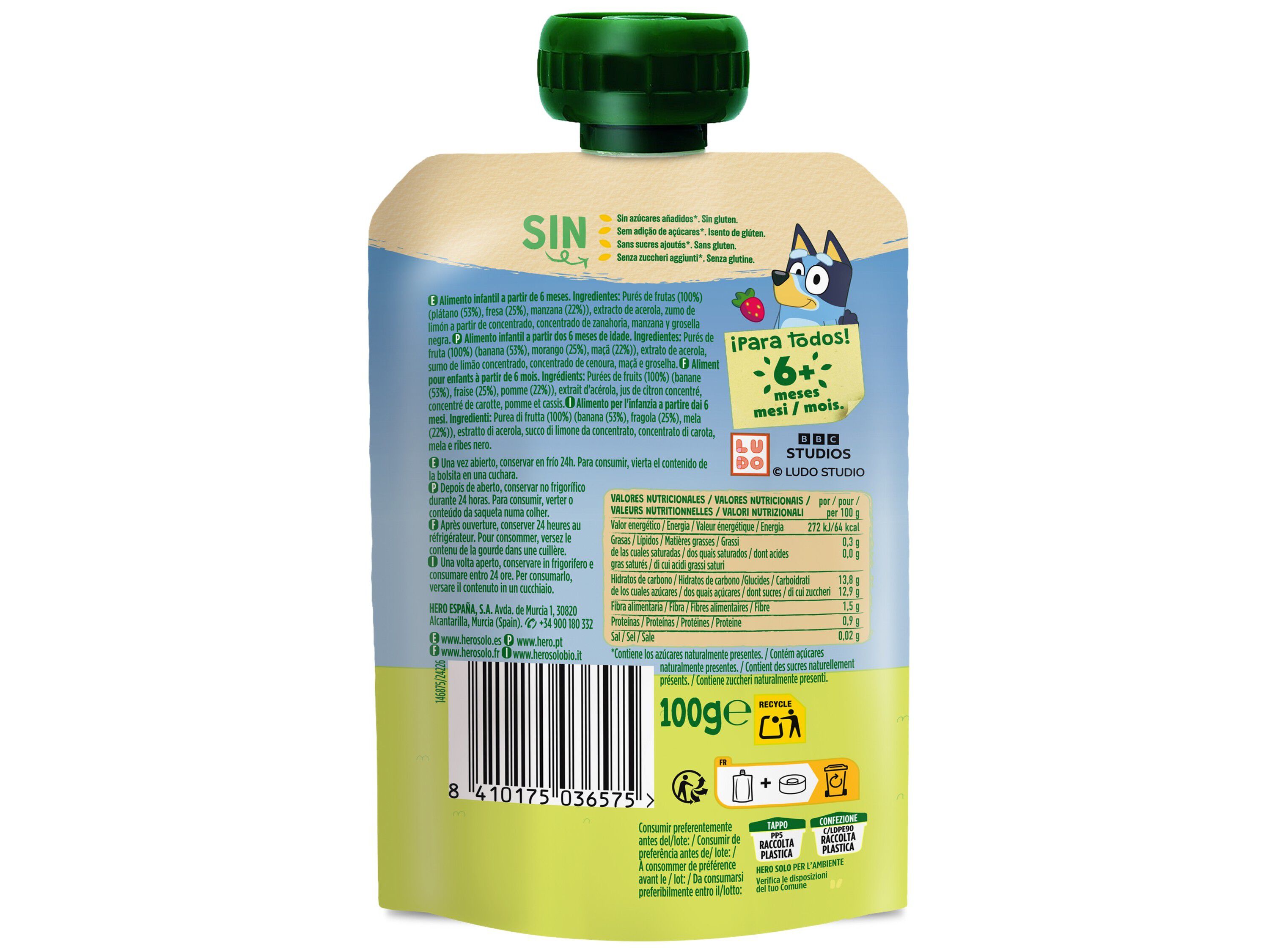 SAQUETA FRUTA HERO JURASSIC BANANAMORANGO E MA&Atilde;&Atilde; 100G image number 1