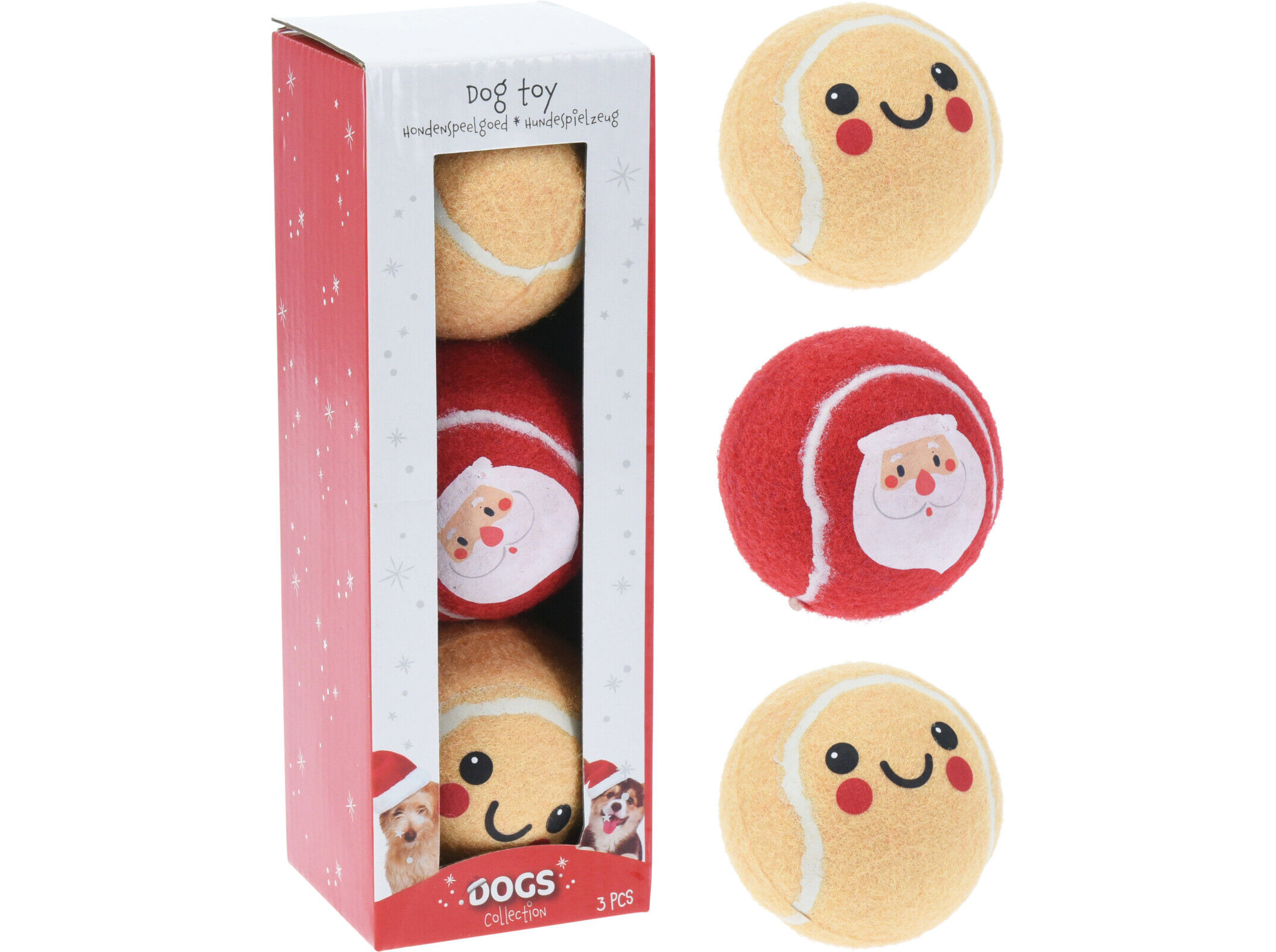 BRINQUEDO PARA C&Atilde;O DOGS COLLECTION BOLAS T&Eacute;NIS NATAL 3 UNIDADES image number 1