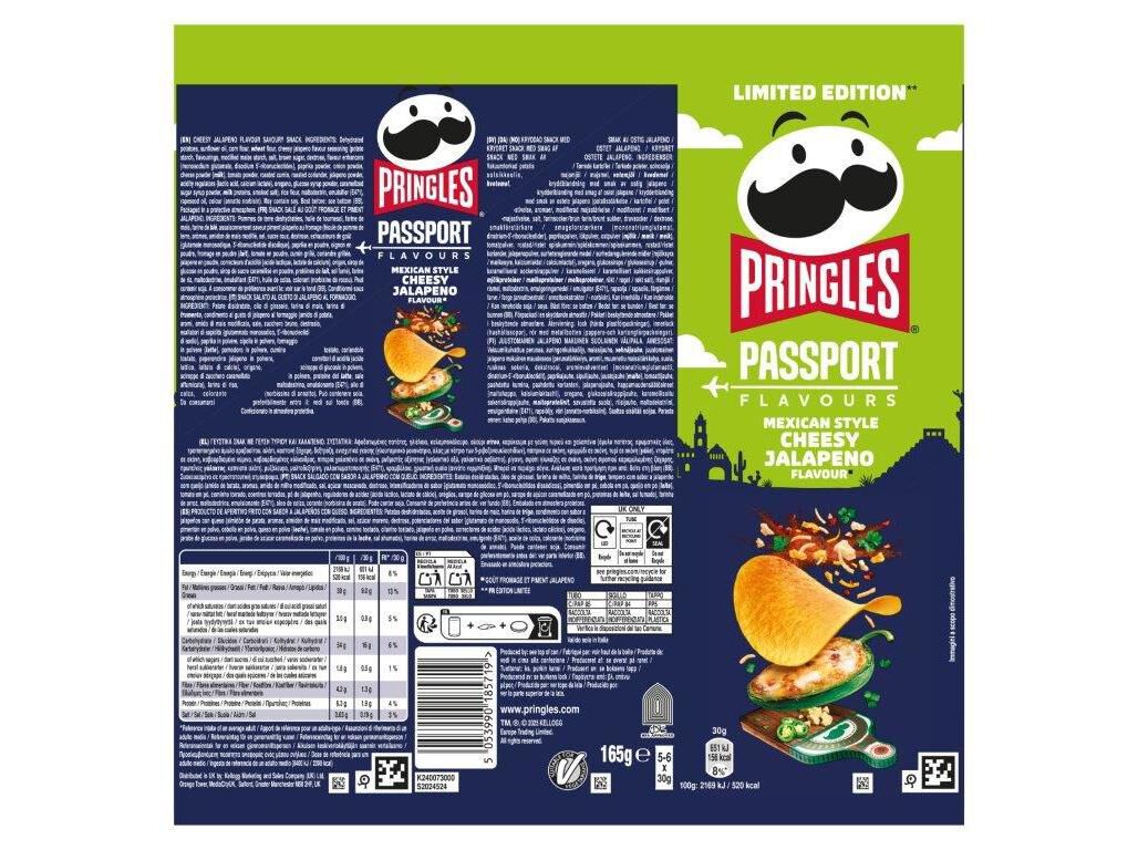 APERITIVO PRINGLES QUEIJO&JALAPENO MEXICANO 165G image number 1