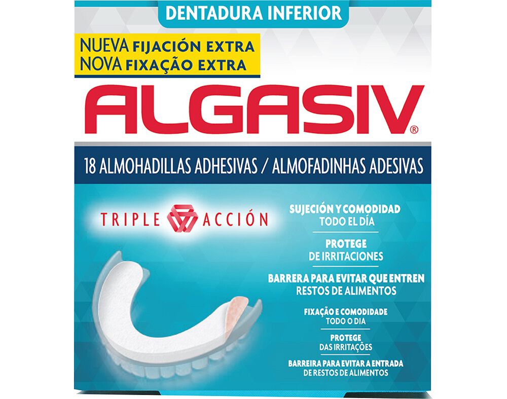 ALMOFADAS ALGASIV ADESIVAS PR&Oacute;TESE INFERIOR 18UN