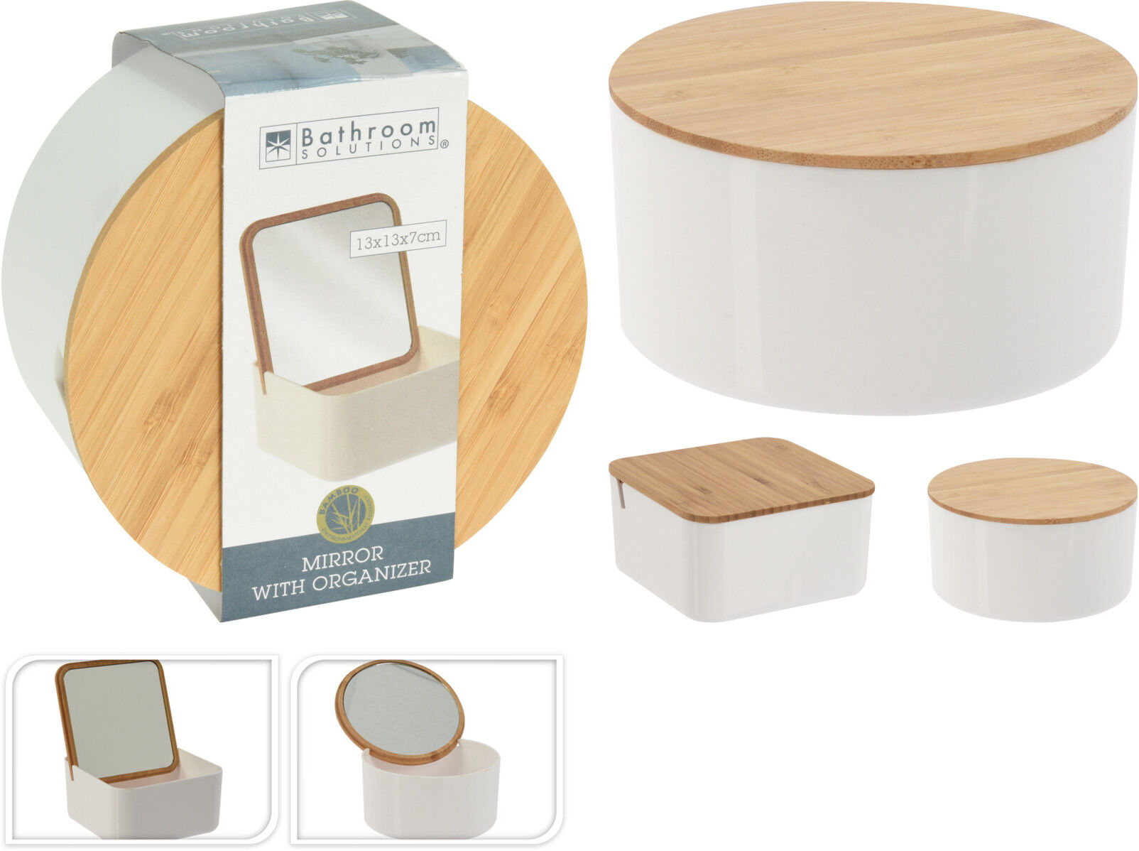 ORGANIZADOR REDONDO COM ESPELHO 13CM MODELOS SORTIDOS image number 1