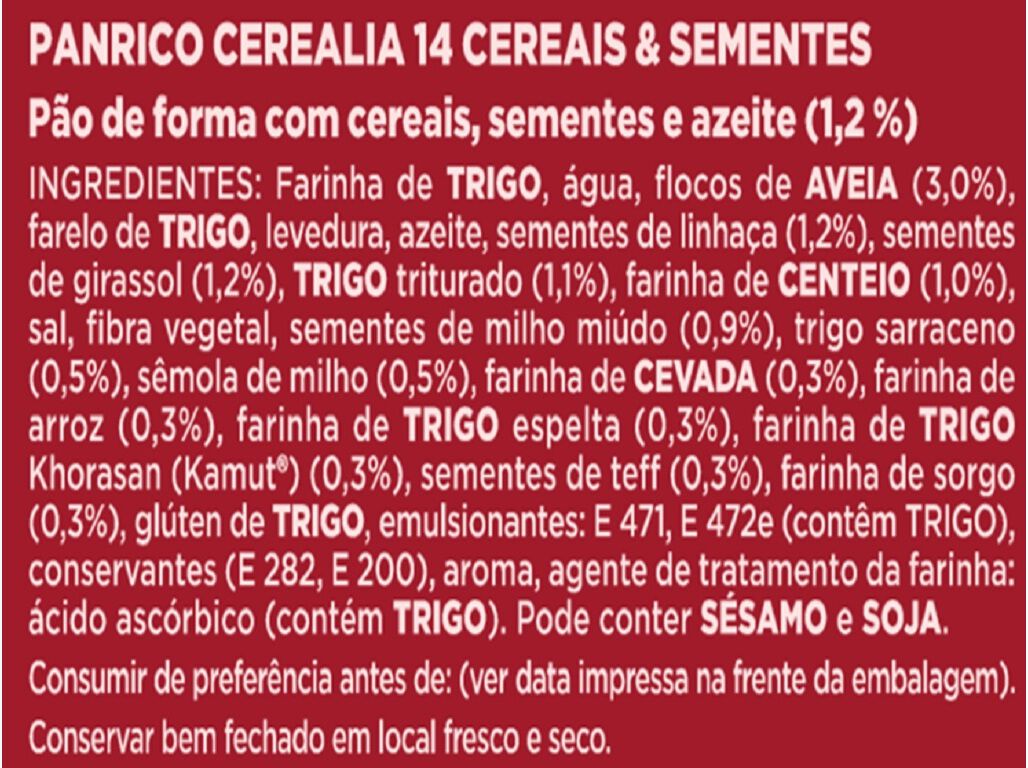 P&Atilde;O PANRICO DE FORMA CEREALIA 14 CEREAIS 435G image number 1