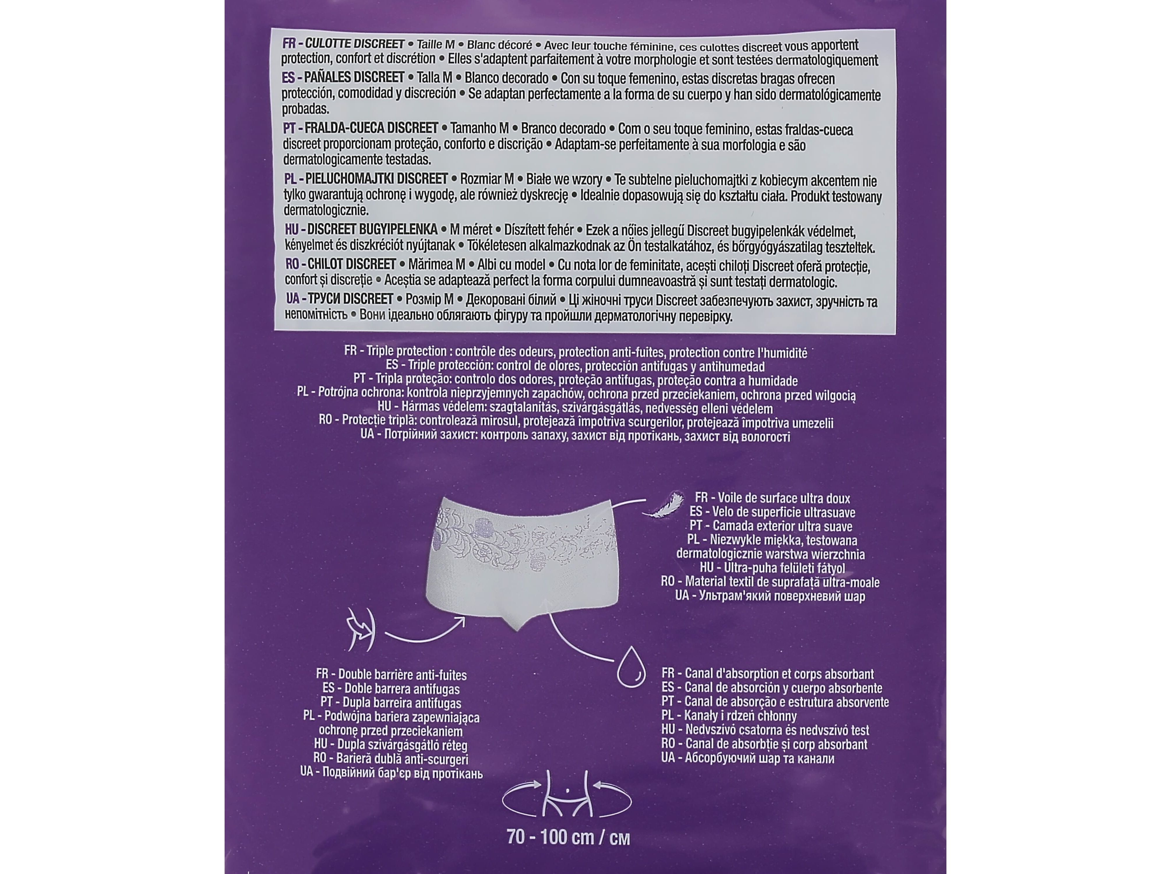 CUECAS DE INCONTIN&Ecirc;NCIA AUCHAN DISCREET TAMANHO M BRANCO 10UN image number 1