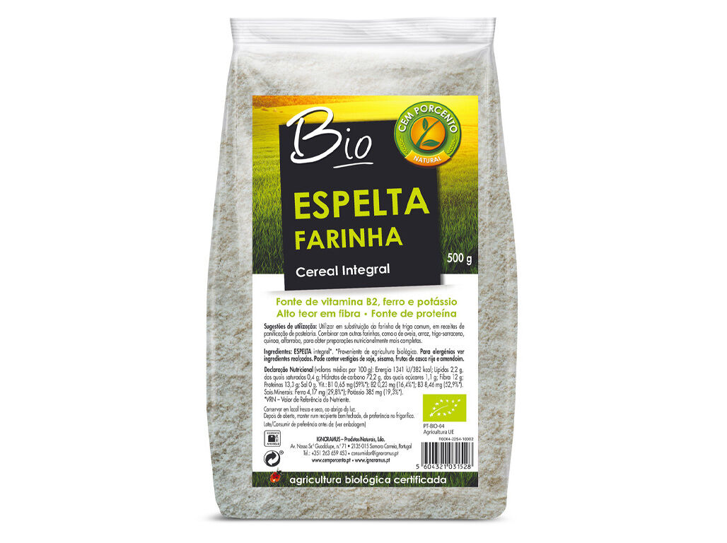 FARINHA CEM PORCENTO ESPELTA INTEGRAL BIO 500G image number 0