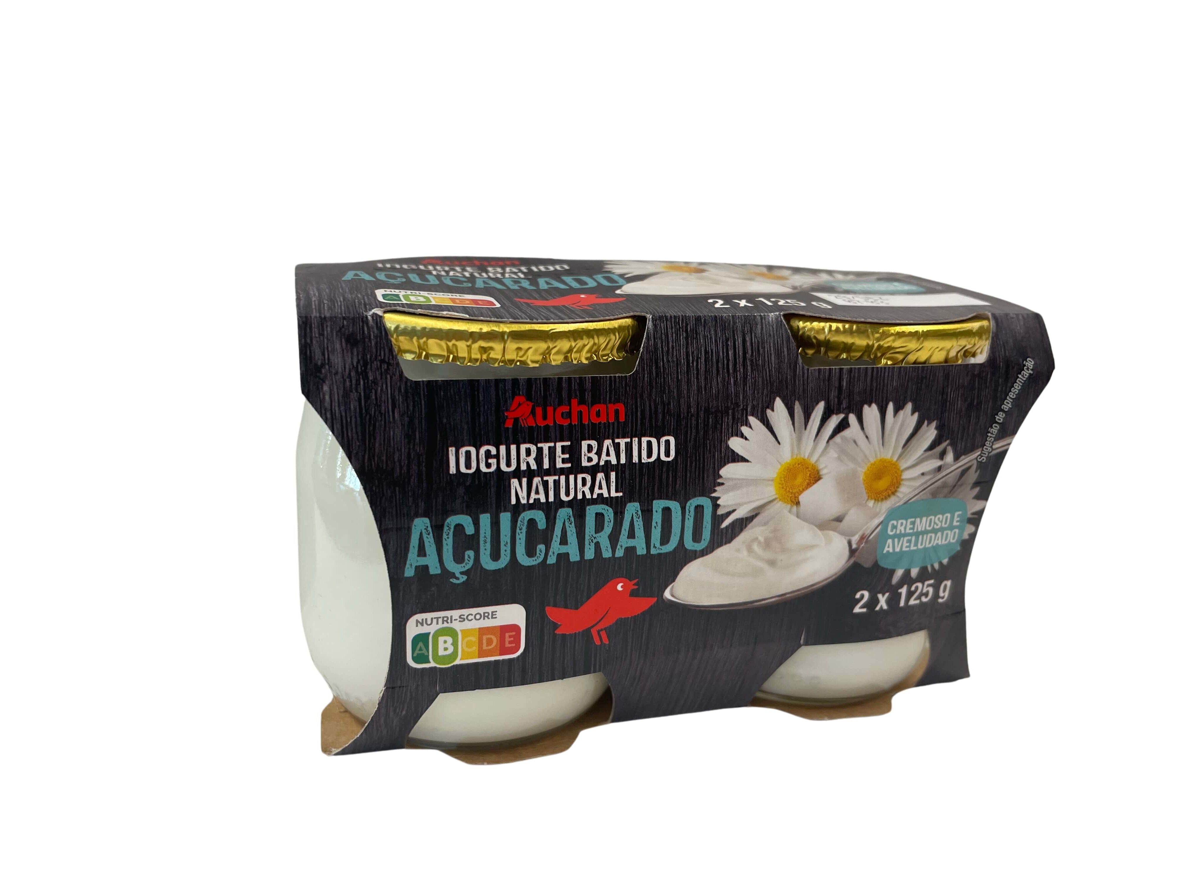IOGURTE AUCHAN COPO DE VIDRO NATURAL A&Ccedil;&Uacute;CARADO 2X125G image number 0